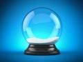 Empty snow globe - Christmas magic ball on blue background Royalty Free Stock Photo