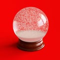 Empty snow globe isolated on red