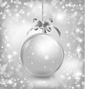 Empty snow-globe with silver bow. Vector Royalty Free Stock Photo