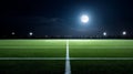 Empty soccer field illuminated under full moon night Royalty Free Stock Photo