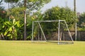 Empty soccer or football goal in a school soccer field