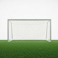 Empty soccer goal on green field Royalty Free Stock Photo