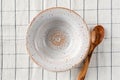 Empty soup bowl and spoon Royalty Free Stock Photo