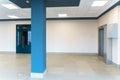 An empty space with railings and large windows. The modern interior of the lobby of the office building. A lighted long corridor Royalty Free Stock Photo