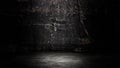 Studio dark room with black concrete wall with concrete floor and lighting effect. Royalty Free Stock Photo