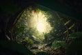 empty space sunny jungle forest,tropical nature display scene Generative AI