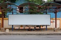 Empty spaces around the bus stop, waiting seats for outdoor buses, Nong Khai, Thailand Royalty Free Stock Photo