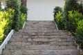 Empty spaces, cement stairs, stone steps, walkways going up and down the garden. Royalty Free Stock Photo