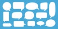 Empty speech bubble. Cartoon text box for message, comic white talk sticker. Doodle speaker comments. Balloon and cloud