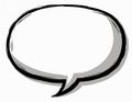 Empty speech bubble in classic comic book style. Bold black outline, dynamic grey shadow. Graphic element perfect for text, Royalty Free Stock Photo