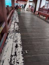 An empty speed boat port passenger seat. Location in the new village, Balikpapan, Indonesia.