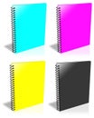 Empty spiral notebook CMYK. Illustration 3D rendering Royalty Free Stock Photo