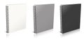 Empty spiral notebook white, grey, black. Illustration 3D rendering Royalty Free Stock Photo