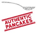 Empty Spoon Line Mosaic and Grunge Authentic Pancakes Stamp