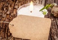 Empty spring sign with white candle Royalty Free Stock Photo