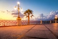 Empty square at the beach, Calabria, Italy