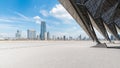 Empty square floor front with cityscape