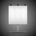 Empty square mockup billboard with spotlights and