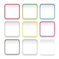 Empty square sticker button set