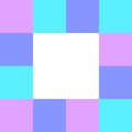 Empty square white on pastel color squares checkered block, template banner checker multi color pink and blue, ad colorful block