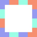Empty square white on pastel color squares checkered block, template banner checker multi color rainbow, ad colorful block soft Royalty Free Stock Photo