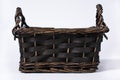 Empty Square Wicker Basket on White Front View