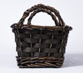 Empty Square Wicker Basket on White Side View