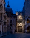 Empty St Marks Square and illuminated Basilica in the early Morning, Venice Royalty Free Stock Photo