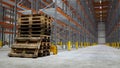 Empty stack pallets in logistics warehouse Royalty Free Stock Photo