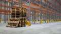 Empty stack pallets in logistics warehouse Royalty Free Stock Photo