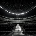 Empty stadium or arena with dramatic stillness