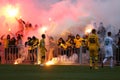 FC Metalist Kharkiv ultras supporting their team with a pyro-show