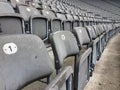 Empty stadium plastic chairs Royalty Free Stock Photo