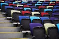 Empty stadium seats, close-up. Colorful seats at the stadium Royalty Free Stock Photo