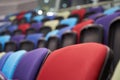 Empty stadium seats, close-up. Colorful seats at the stadium Royalty Free Stock Photo