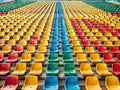 Empty Stadium Seats A Geometric Study of Isolation and Architectural Form Royalty Free Stock Photo