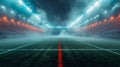 Empty stadium under bright lights with fog. atmospheric sports arena at night. concept of anticipation and competition Royalty Free Stock Photo