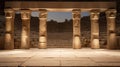 An empty stage with ancient columns and lights. Generative AI image. Royalty Free Stock Photo