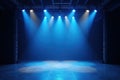 Empty stage with blue spotlights Royalty Free Stock Photo