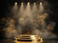 Empty stage, bright spotlights, anticipation for the star appearance Royalty Free Stock Photo