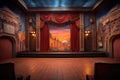 empty stage with a classic theater backdrop