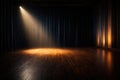 Empty stage with dramatic spotlight and dark curtains Royalty Free Stock Photo