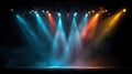 Empty stage with dramatic multicolored spotlights Royalty Free Stock Photo