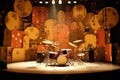 Empty stage with a drum set ready for the concert Royalty Free Stock Photo