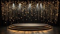 Empty stage with elegant lighting and sparkling droplights on dark background Royalty Free Stock Photo