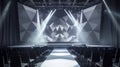 Empty Stage With Geometric Backdrop and Spotlights Royalty Free Stock Photo