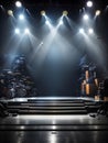 Empty Stage Illuminated by Projectors Royalty Free Stock Photo