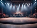 Empty Stage Illuminated by Projectors Royalty Free Stock Photo