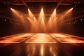 Empty stage light background. Illuminated stage with warm lighting design for modern dance performance. Entertainment show. Stage Royalty Free Stock Photo