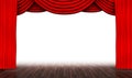 Empty stage for performances and red curtain Royalty Free Stock Photo